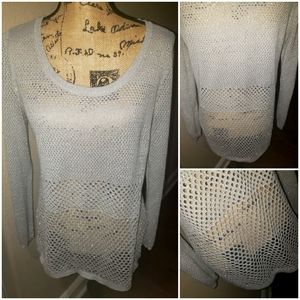 EUC Rock & Republic Grey w/Silver Metallic Throughout Size L